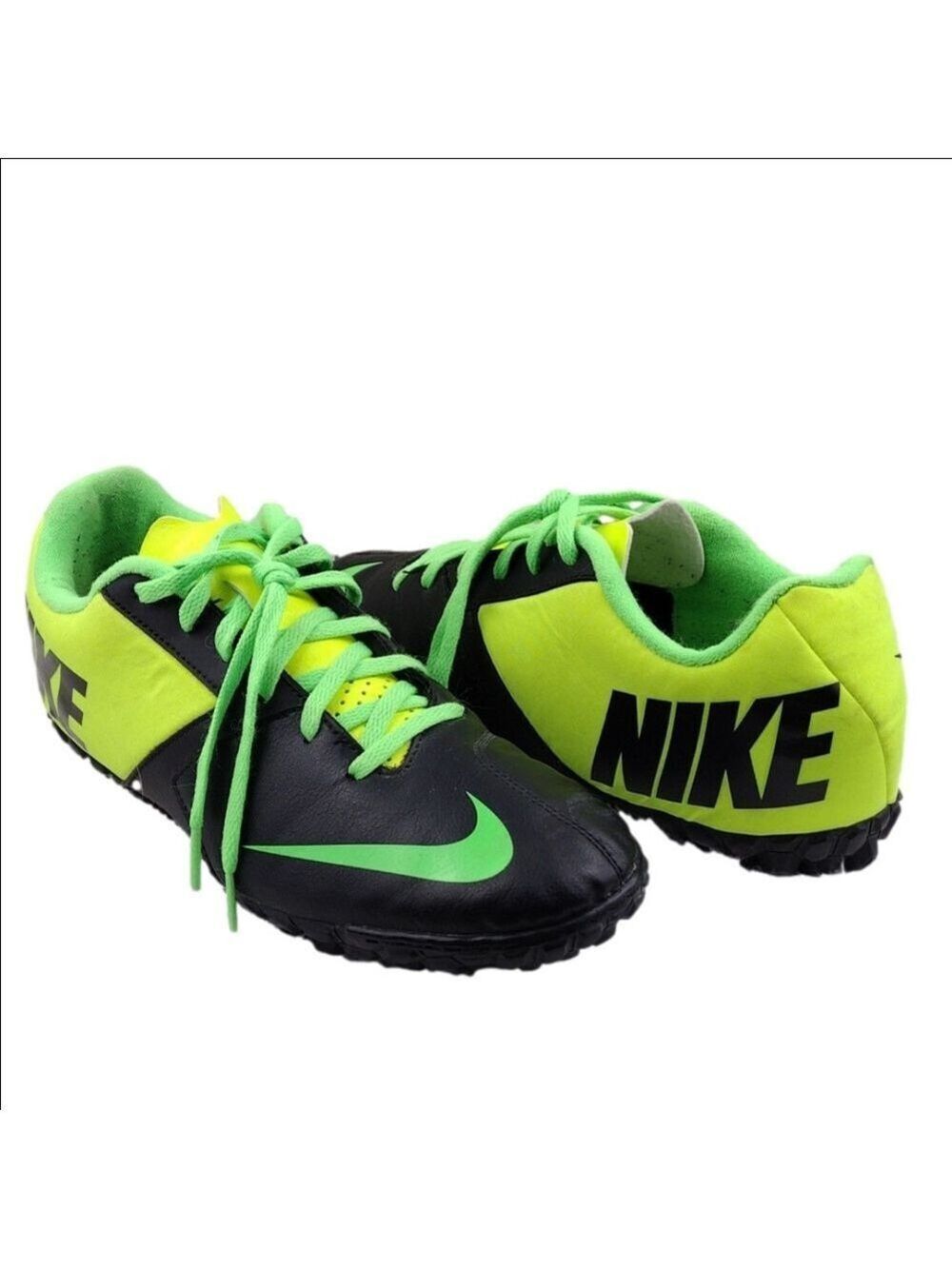 Nike Bomba II TF Firm Black Electric Green Synthetic Lace Up Turf Soccer Shoe